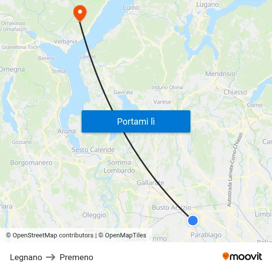 Legnano to Premeno map