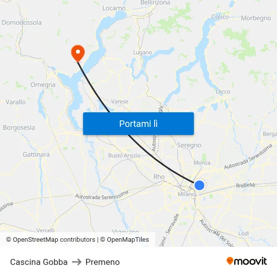 Cascina Gobba to Premeno map