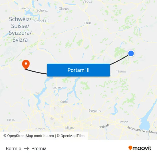 Bormio to Premia map