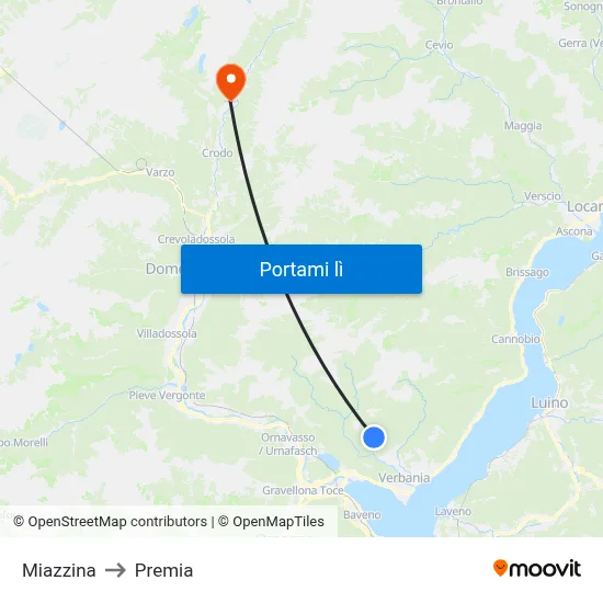 Miazzina to Premia map