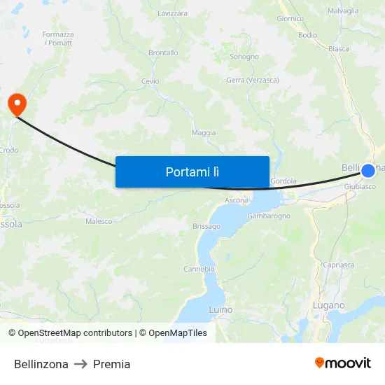 Bellinzona to Premia map