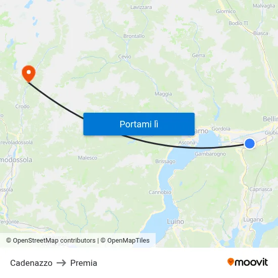 Cadenazzo to Premia map