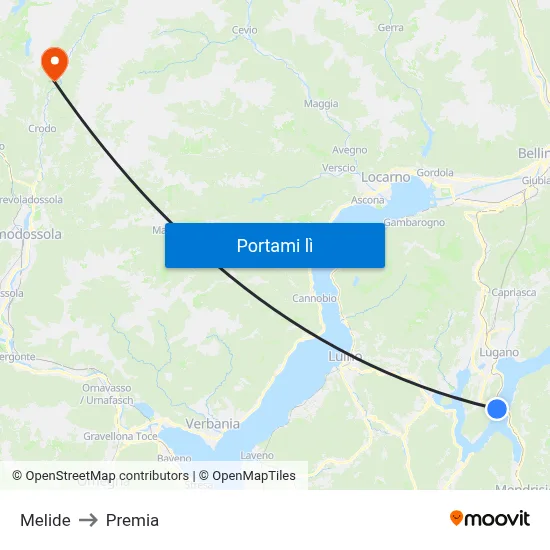 Melide to Premia map