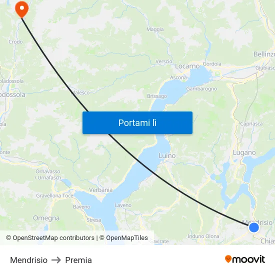 Mendrisio to Premia map