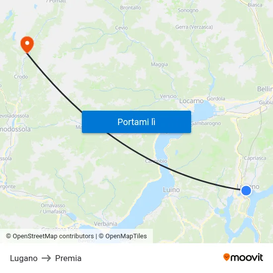 Lugano to Premia map
