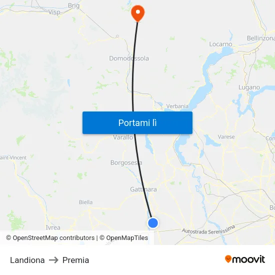 Landiona to Premia map