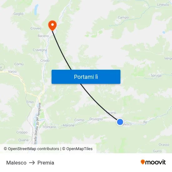 Malesco to Premia map