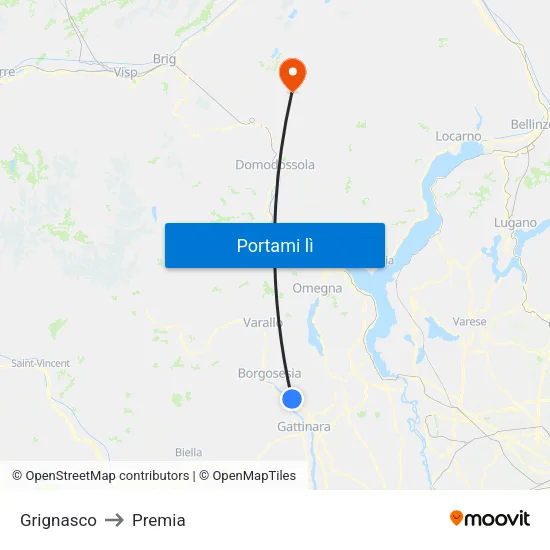 Grignasco to Premia map