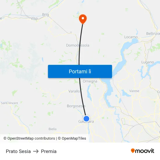 Prato Sesia to Premia map