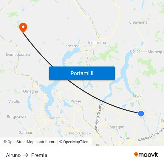Airuno to Premia map