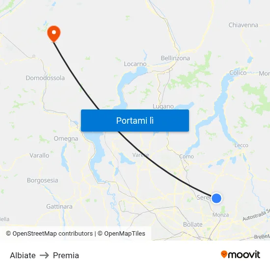 Albiate to Premia map