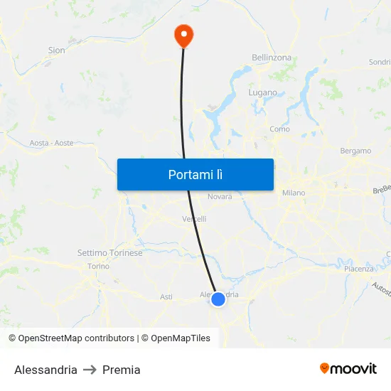 Alessandria to Premia map