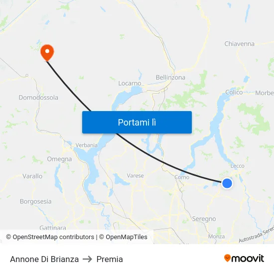 Annone Di Brianza to Premia map