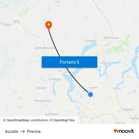 Azzate to Premia map