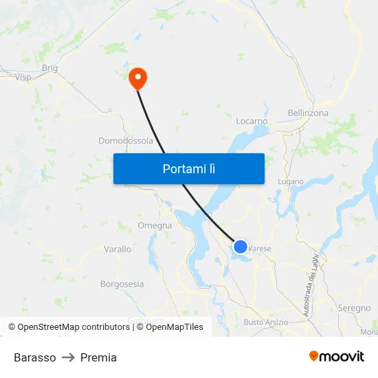 Barasso to Premia map