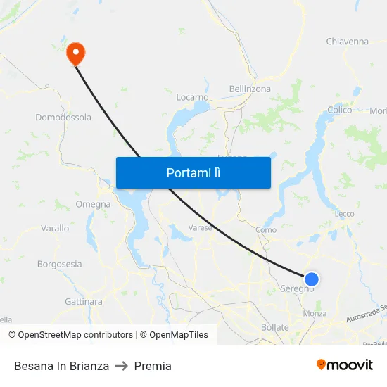 Besana In Brianza to Premia map