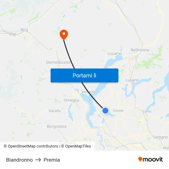 Biandronno to Premia map