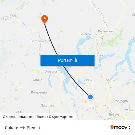 Cairate to Premia map