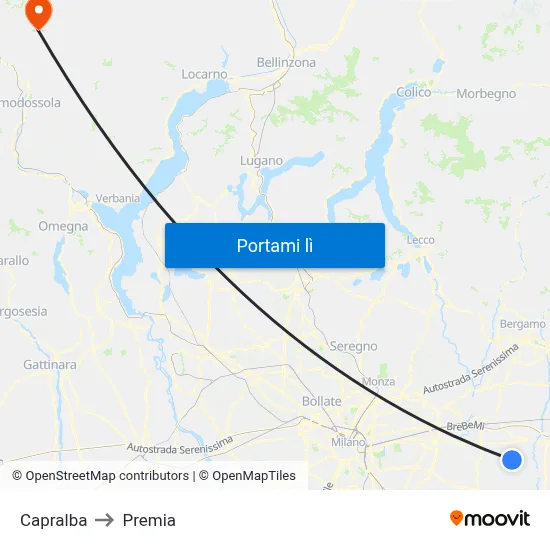 Capralba to Premia map