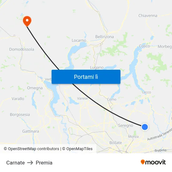 Carnate to Premia map