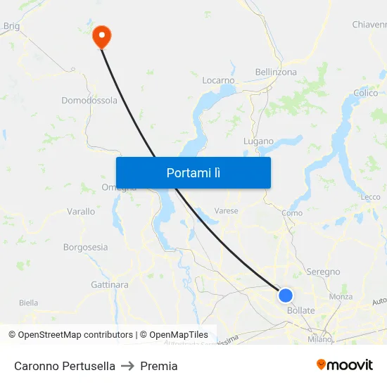 Caronno Pertusella to Premia map