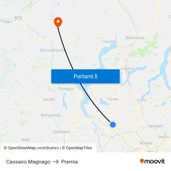 Cassano Magnago to Premia map