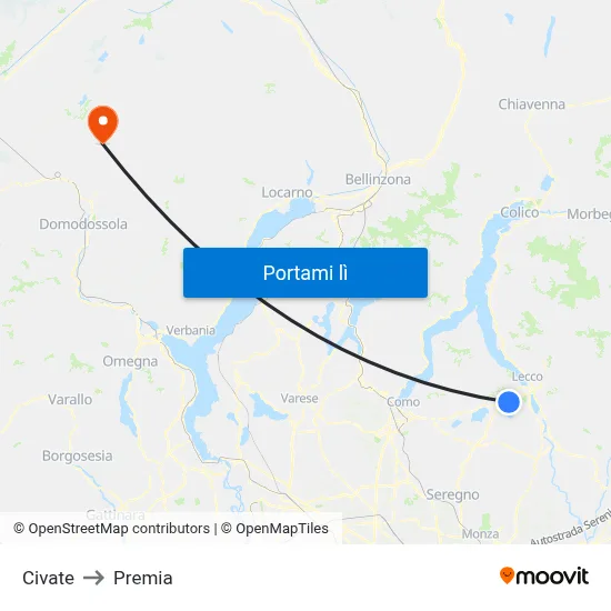 Civate to Premia map