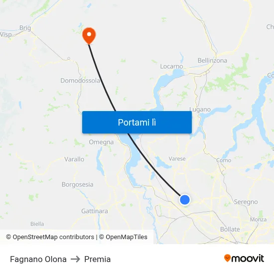 Fagnano Olona to Premia map