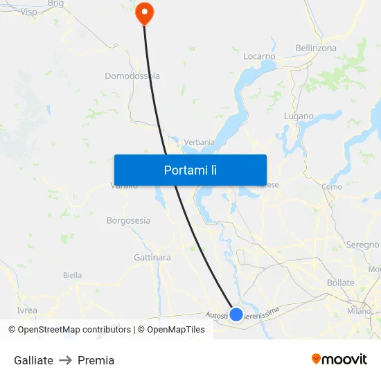 Galliate to Premia map