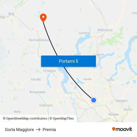 Gorla Maggiore to Premia map