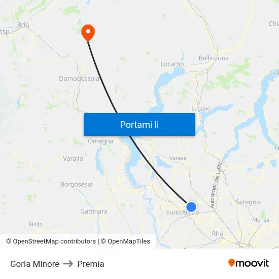 Gorla Minore to Premia map