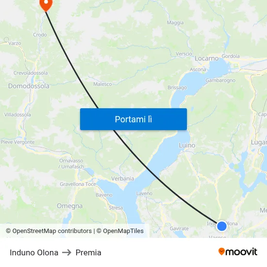 Induno Olona to Premia map