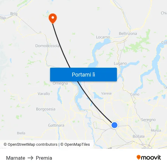 Marnate to Premia map