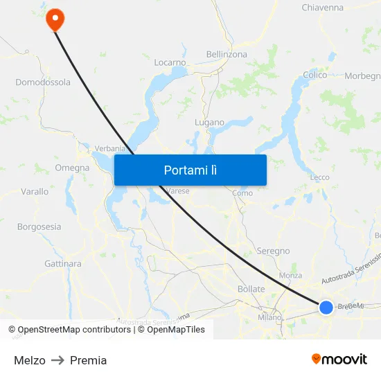 Melzo to Premia map