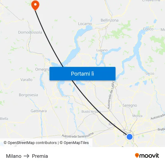 Milano to Premia map