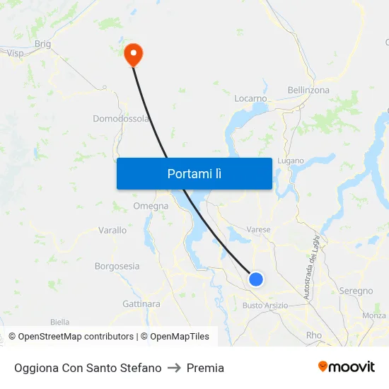 Oggiona Con Santo Stefano to Premia map