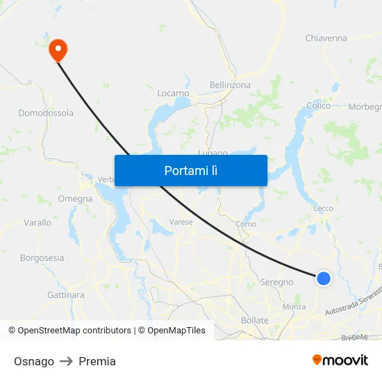 Osnago to Premia map