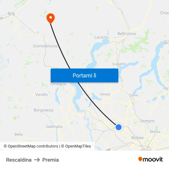 Rescaldina to Premia map