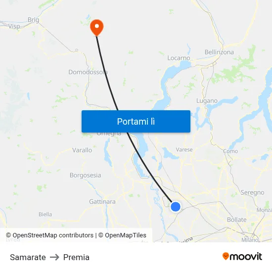 Samarate to Premia map