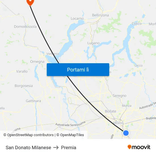 San Donato Milanese to Premia map