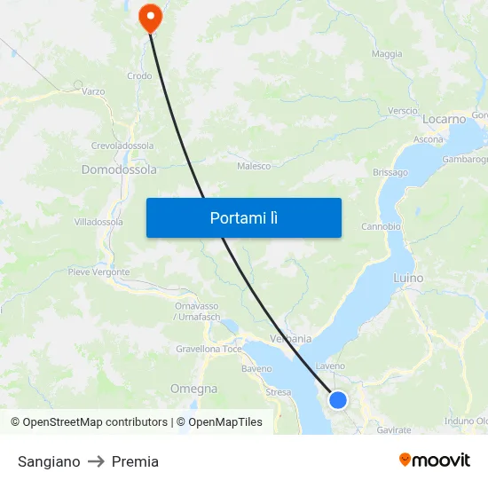 Sangiano to Premia map