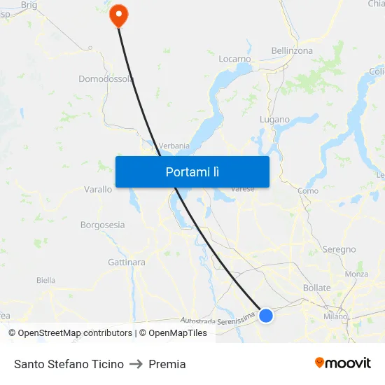 Santo Stefano Ticino to Premia map