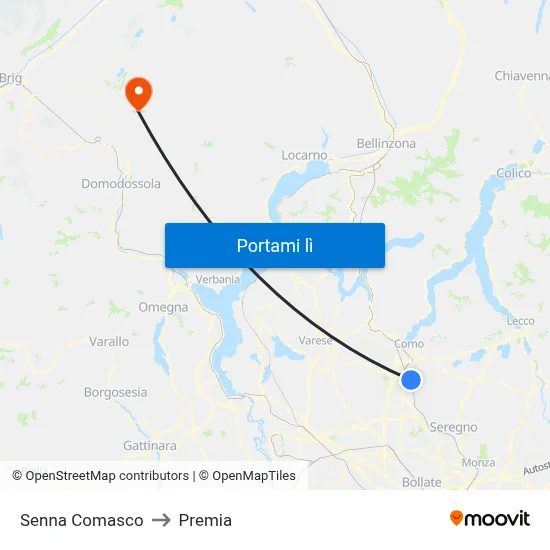 Senna Comasco to Premia map