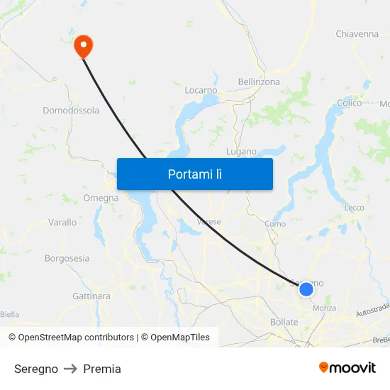 Seregno to Premia map