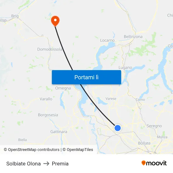 Solbiate Olona to Premia map