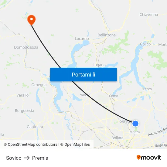 Sovico to Premia map