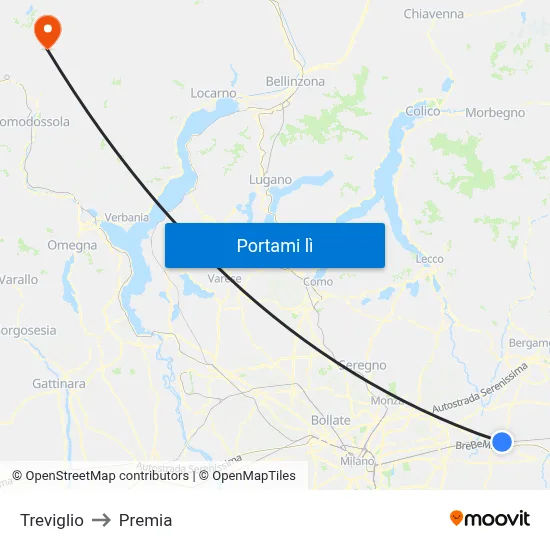Treviglio to Premia map