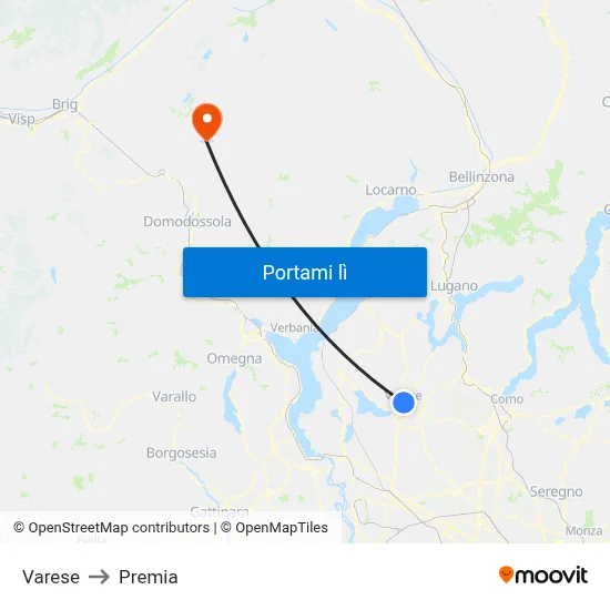 Varese to Premia map