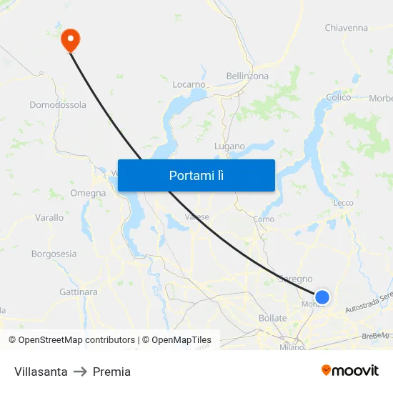Villasanta to Premia map