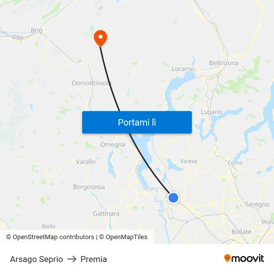 Arsago Seprio to Premia map